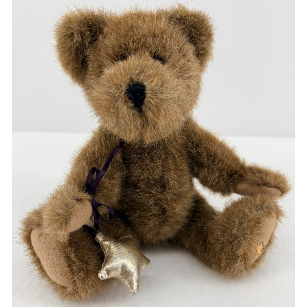 Ganz Heritage Collection Teddy Bear 10" Brown Plush w Star Charm 2002 Vintage